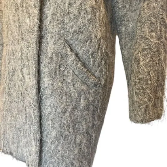 Zara Wool Blend Collarless Structured Coat Grey Women's S
